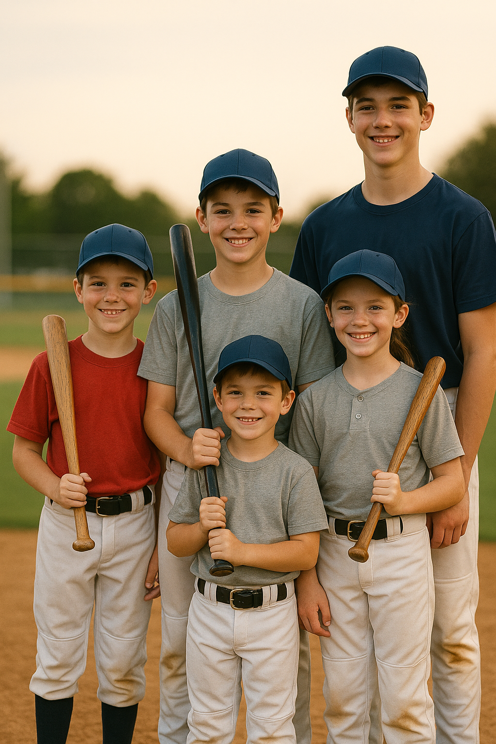 Youth baseball players with bats showing USA, USSSA, and BBCOR certifications
